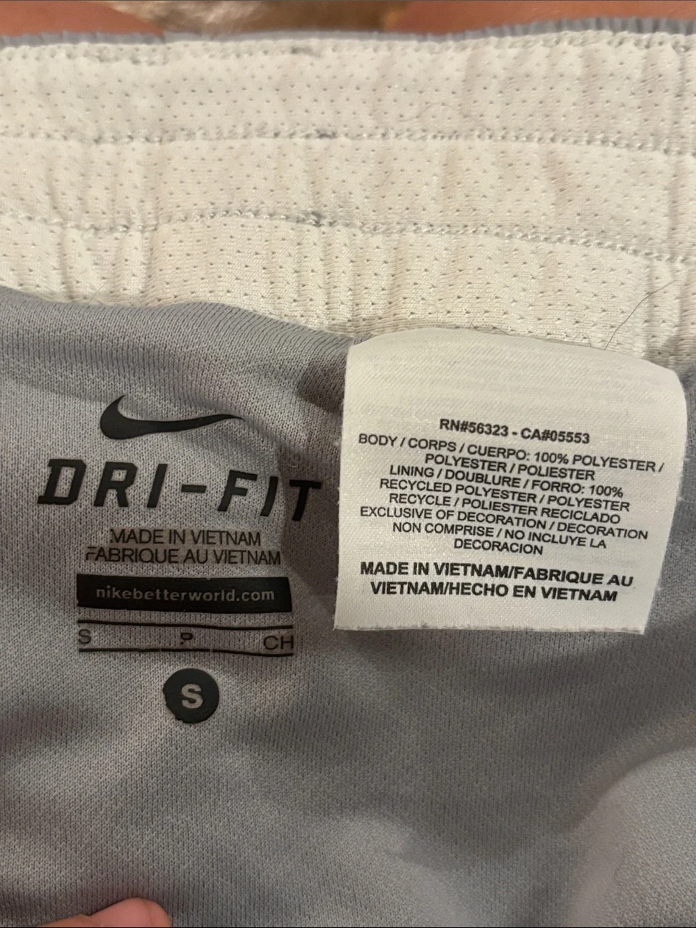 Nike Light Gray Athletic Shorts with Red Trim